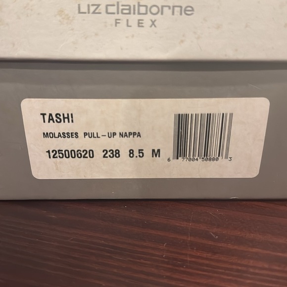 Liz Claiborne flex Tasha brown leather, low chunky heel sandal sling back 8.5 - Picture 4 of 15